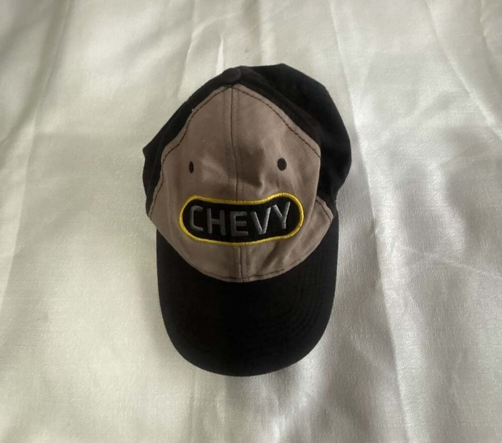 GM Chevrolet Chevy Patch Logo Two-Tone Black and Gray Adjustable Baseball Hat